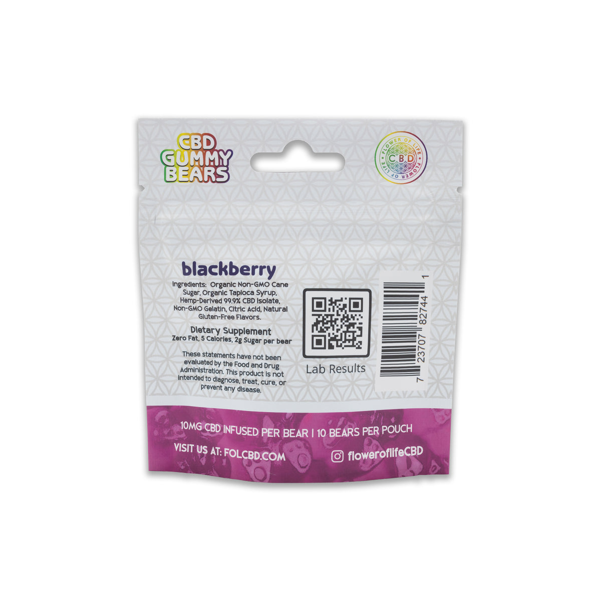 CBD Gummy Bears 100 mg Blackberry Flavor - Back