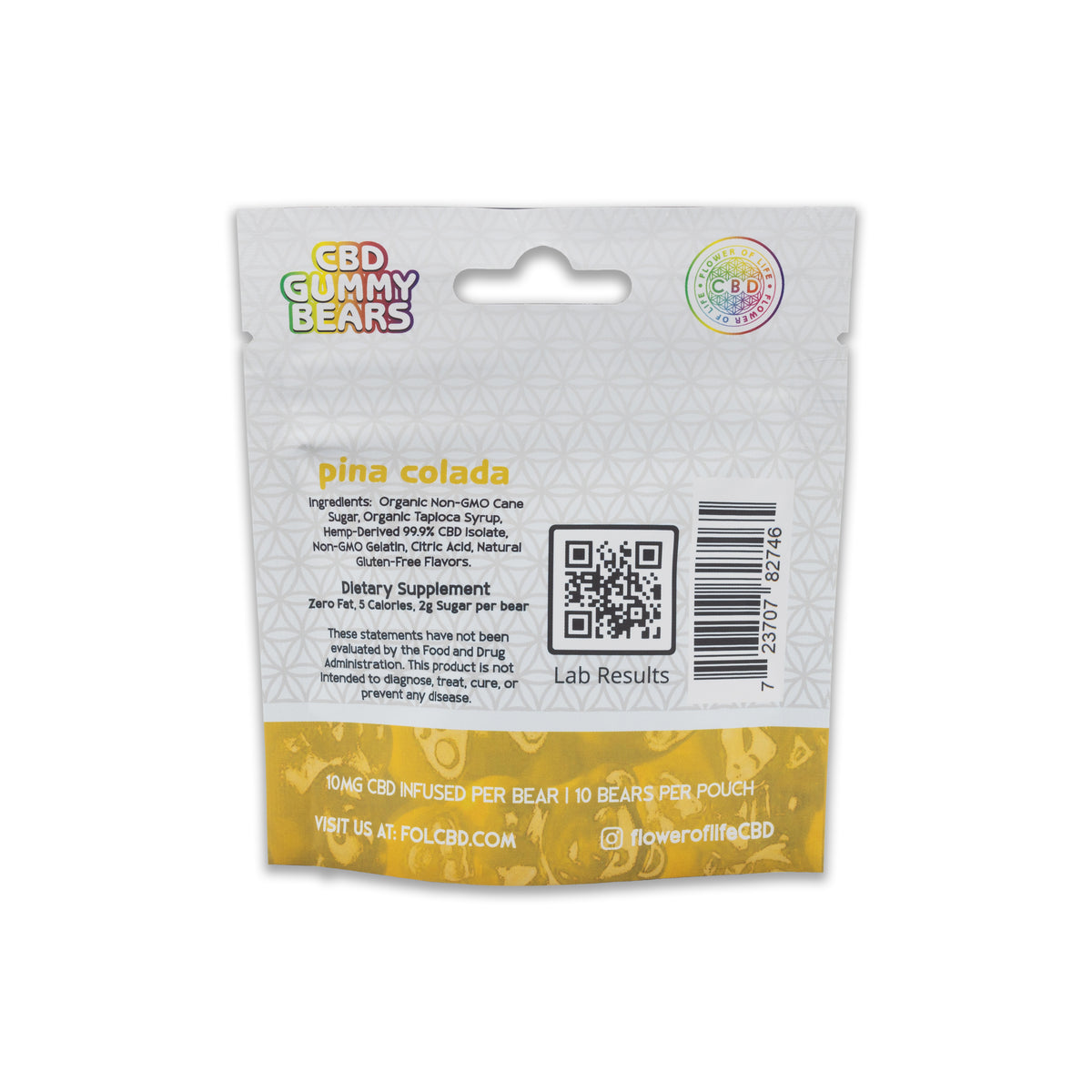CBD Gummy Bears 100 mg Pineapple Flavor Back
